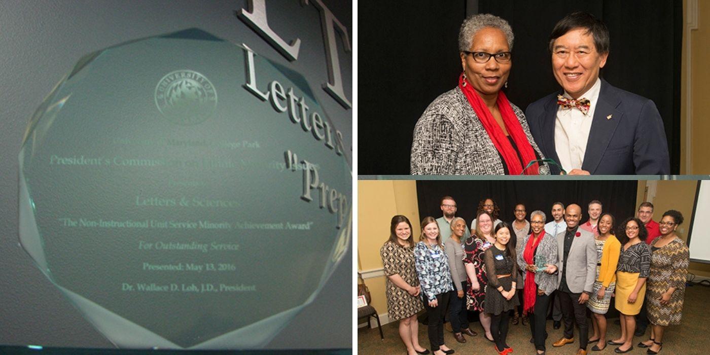 collage of Outstanding Service Minority Achievement Award ceremony shots