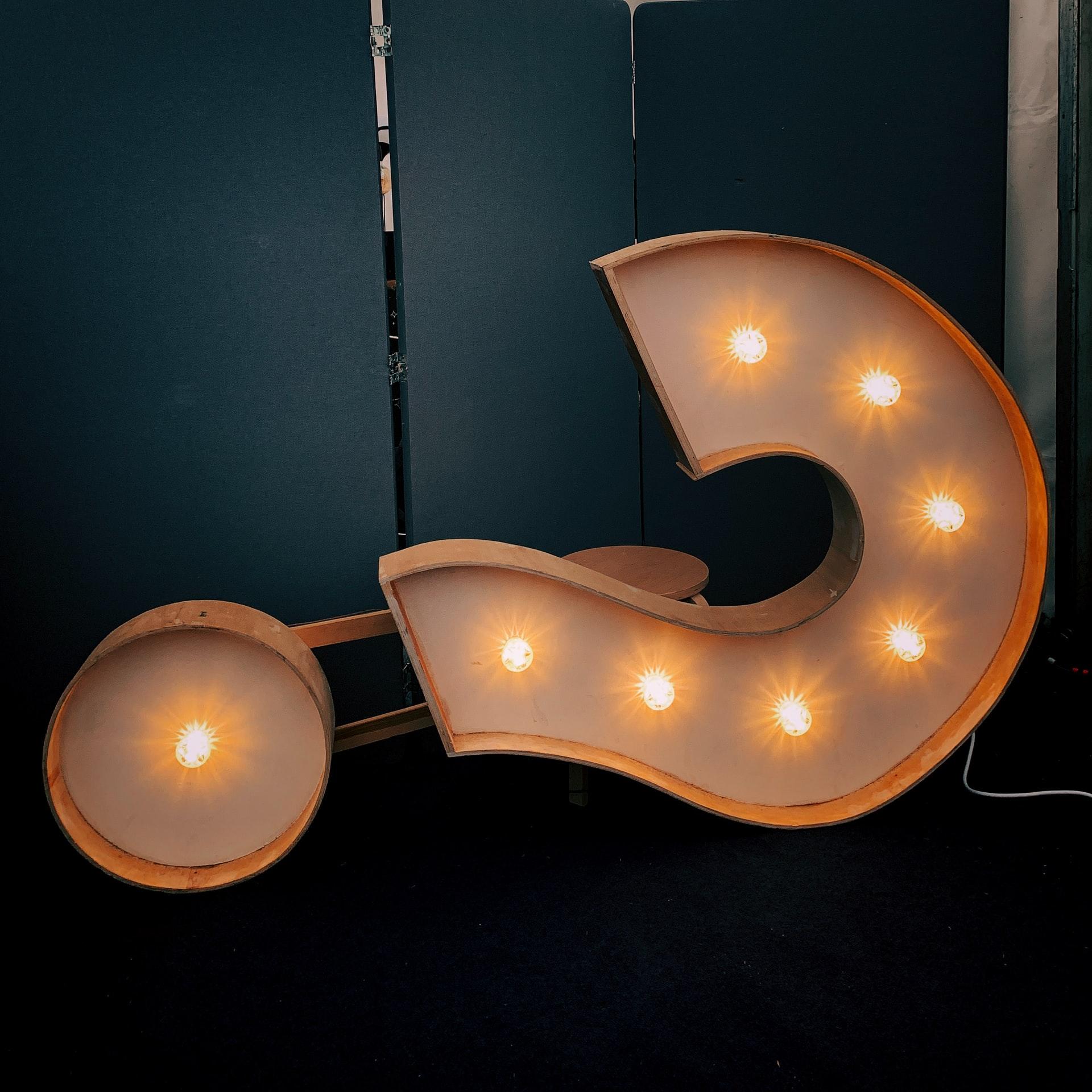 question mark lighted sign