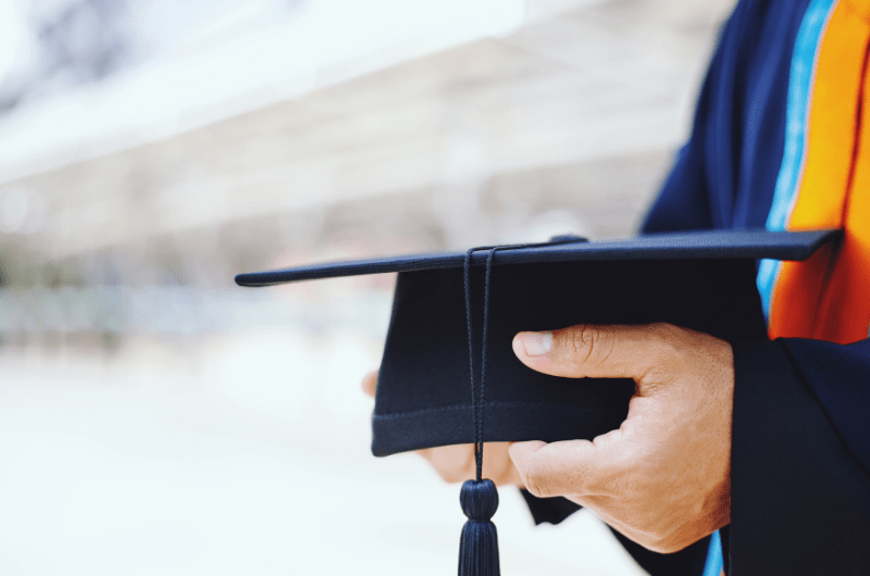 Student in graduation gown