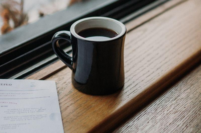 coffee mug and form paper